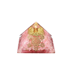 Rose Quartz, Clear Quartz, Metatron Orgonite Pyramid - 205 grams