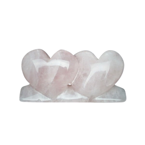 Rose Quartz Double Heart Natural Hand Carved - 47 to 50 grams