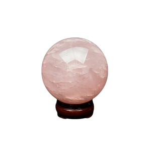 Rose Quartz Sphere with wooden stand - 996 grams