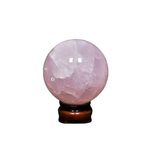 Rose Quartz Sphere with wooden stand - 603 grams