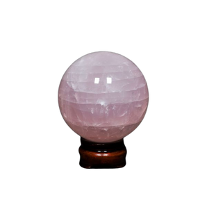 Rose Quartz Sphere with wooden stand - 603 grams