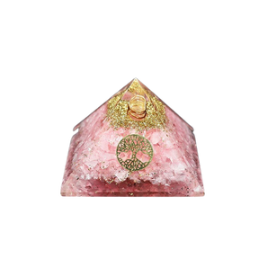 Rose Quartz, Clear Quartz, Copper, Tree of Life Orgonite Pyramid
