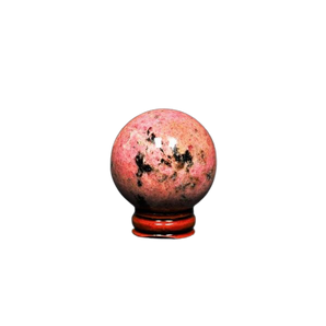 Rhodonite Sphere with wooden stand - 232 grams
