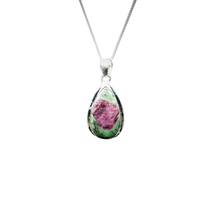 Ruby Zoisite Pendant 925 Sterling Silver