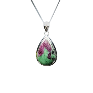 Ruby Zoisite Pendant 925 Sterling Silver