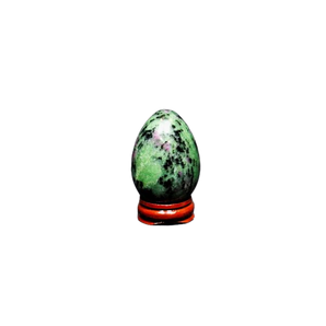 Ruby Zoisite Egg with wooden stand - 117 grams
