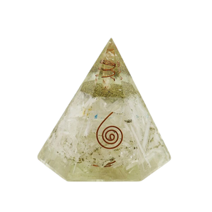Selenite, Clear Quartz, Copper Orgonite Hexagonal Pyramid - 312 grams