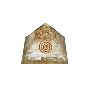 Selenite, Clear Quartz, Copper Orgonite Pyramid