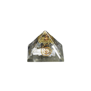 Selenite, Labradorite, Clear Quartz Orgonite Pyramid - 93 to 110 grams