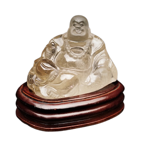 Smoky Quartz Buddha with stand - 1.293 kgs