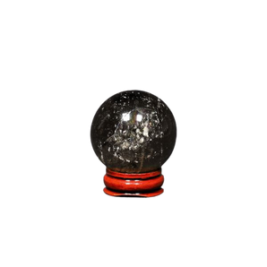 Smoky Quartz Sphere with wooden holder - 110 grams
