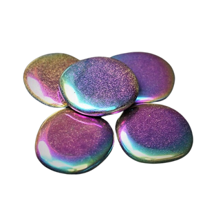 Rainbow Titanium Aura Quartz Worry Stone