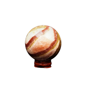 Tri Calcite Rainbow Sphere with wooden stand - 286 grams
