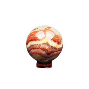 Tri Calcite Rainbow Sphere with wooden stand - 421 grams