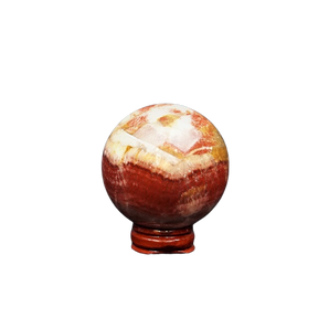 Tri Calcite Rainbow Sphere with wooden stand - 252 grams