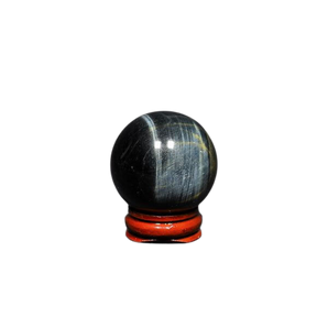 Blue Tigers Eye Sphere with wooden stand - 106 grams