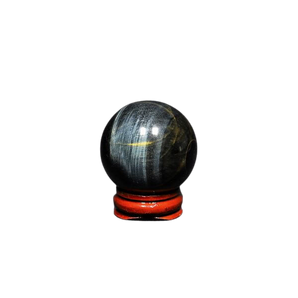 Blue Tigers Eye Sphere with wooden stand - 106 grams