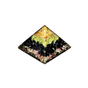 Watermelon Tourmaline, Black Tourmaline, Peridot, Carnelian Orgonite Pyramid- 301 grams