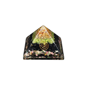 Watermelon Tourmaline, Black Tourmaline, Peridot, Carnelian Orgonite Pyramid- 301 grams