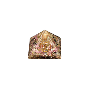 Watermelon Tourmaline, Clear Quartz, Copper Orgonite Pyramid