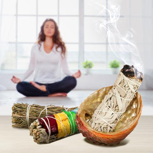 7 Chakra Sage Smudge Stick – 10cm Energy Cleansing & Healing Tool - Heavenly Crystals Online