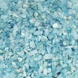 Aquamarine Chips (100g) – Calm, Clarity & Communication in Organza Pouch - Heavenly Crystals Online