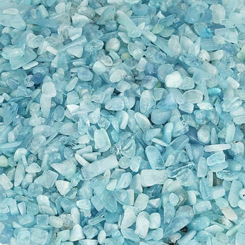 Aquamarine Chips (100g) – Calm, Clarity & Communication in Organza Pouch - Heavenly Crystals Online