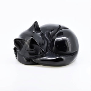 Black Obsidian Sleeping Cat (240g) – Guardian of Protection & Intuition - Heavenly Crystals Online