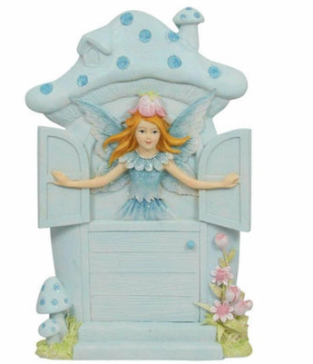 Blue Fairy Door – Magical Garden Decor - Enchanted Resin Doorway for Fairies & Imagination - Heavenly Crystals Online