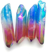 Blue & Red Aura Quartz Point (50g) in Organza Pouch - Harmony, Insight & Radiant Vibration - Heavenly Crystals Online