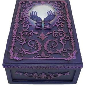Crystal Ball Fortune Hand Tarot Box – Purple Witchy Storage for Tarot Cards - Heavenly Crystals Online