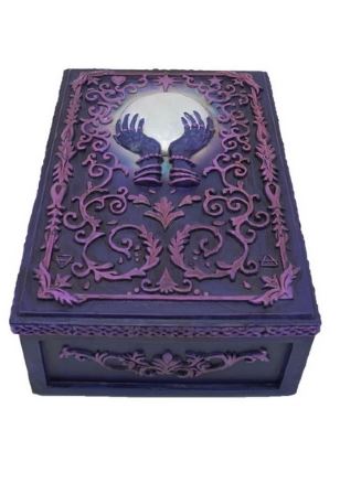 Crystal Ball Fortune Hand Tarot Box – Purple Witchy Storage for Tarot Cards - Heavenly Crystals Online