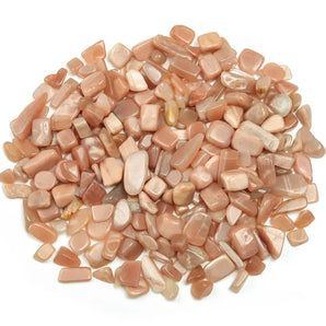 Peach Moonstone Chips - 100 grams in an organza pouch - Heavenly Crystals Online