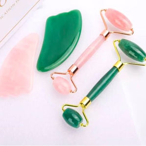 Rose Quartz Facial Massage Roller and Gua Sha in Gift Box - Heavenly Crystals Online