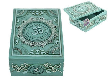 Turquoise Ohm Relaxation Tarot Box - Sacred Storage for Tarot, Crystals & Meditation Tools - Heavenly Crystals Online