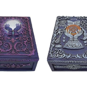 Witch Pentacle Fortune Hand Tarot Box - Purple - Heavenly Crystals Online