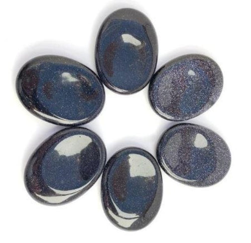 Blue Goldstone Worry Stone (glass with copper) - Heavenly Crystals Online