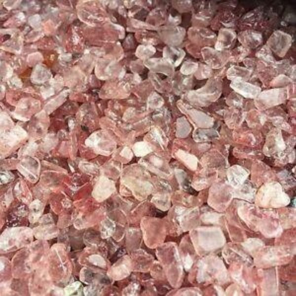 Strawberry Quartz Chips - 100 grams in an organza pouch - Heavenly Crystals Online